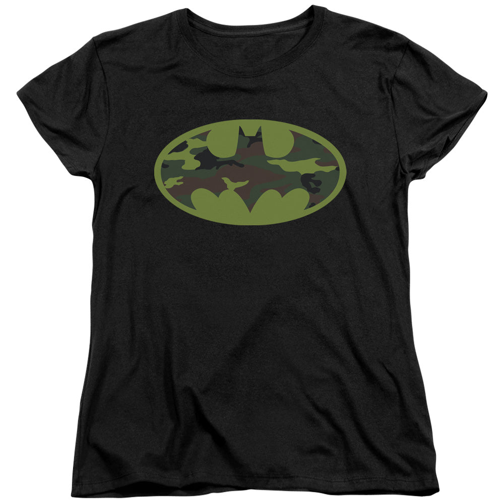 Batman Camo Logo Womens T Shirt Black