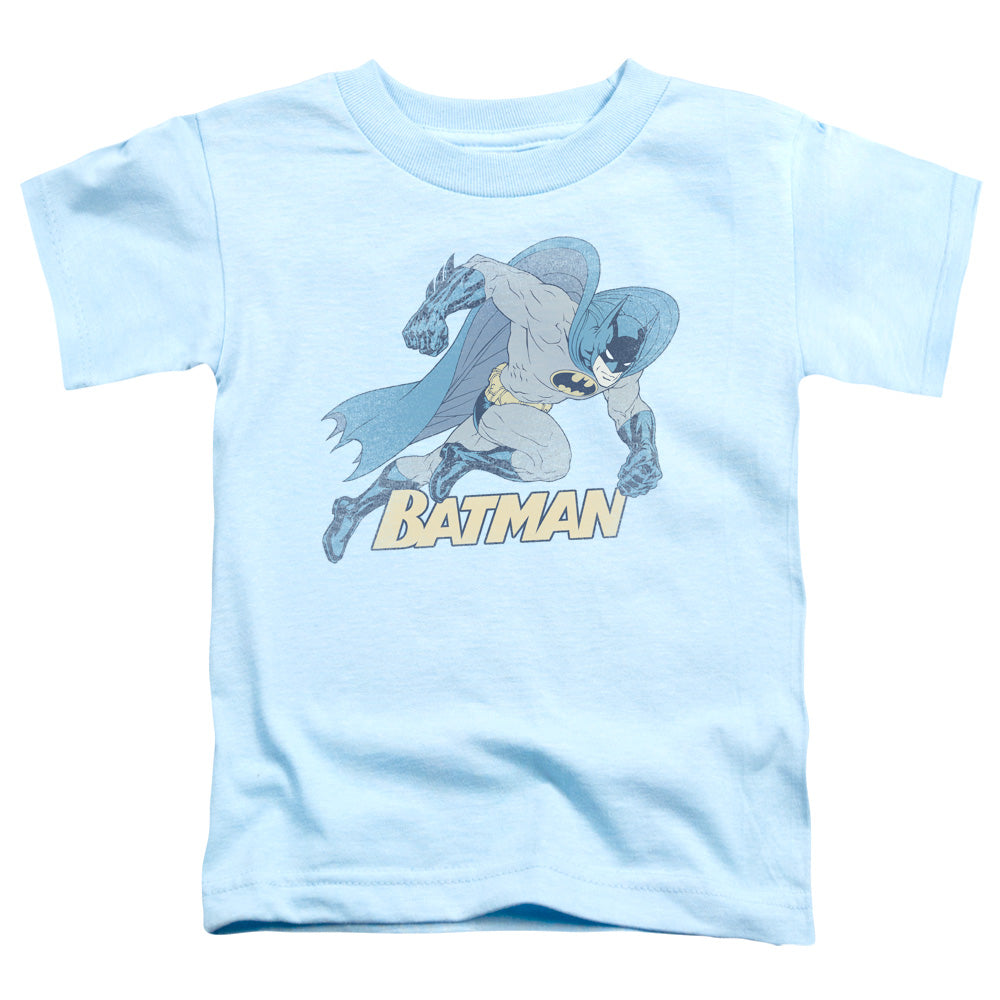 Batman Running Retro Toddler Kids Youth T Shirt Light Blue