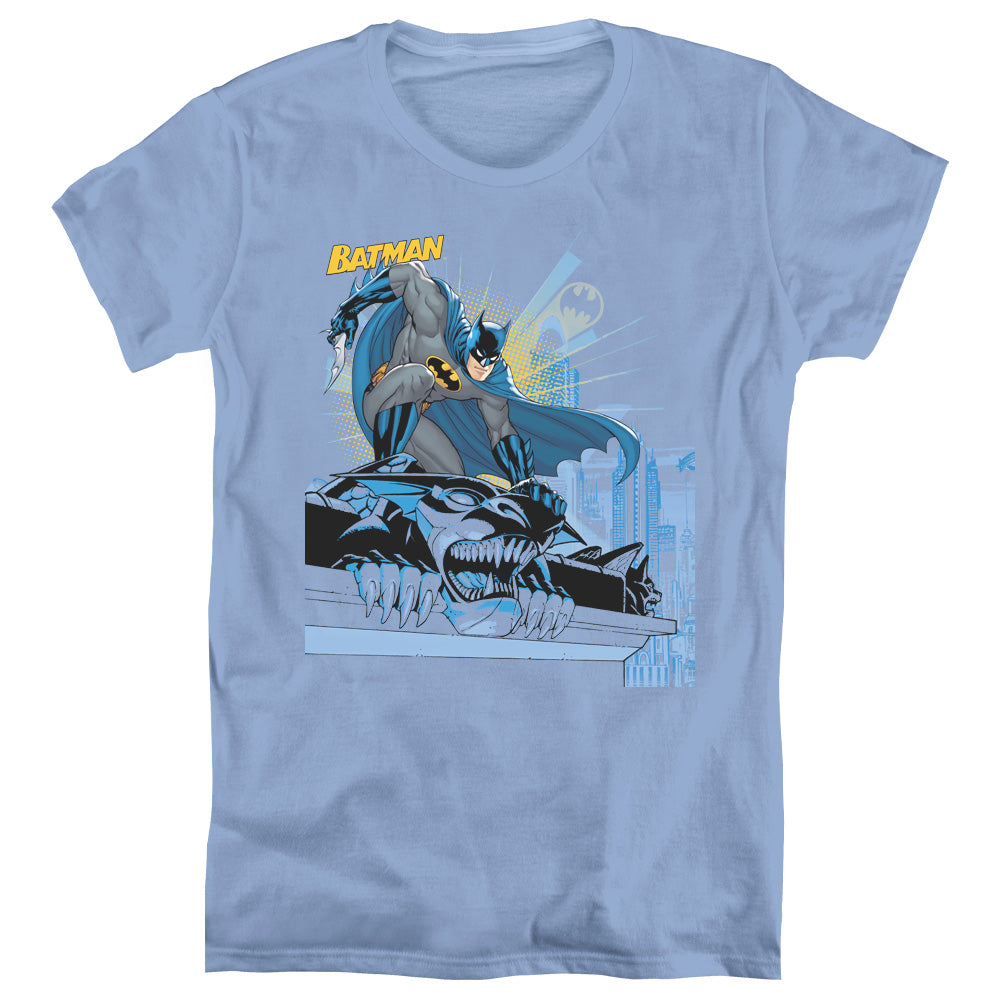 Batman Two Gotham Gargoyles Womens T Shirt Carolina Blue