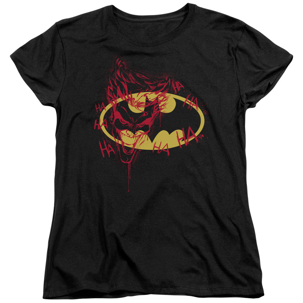 Batman Joker Graffiti Womens T Shirt Black