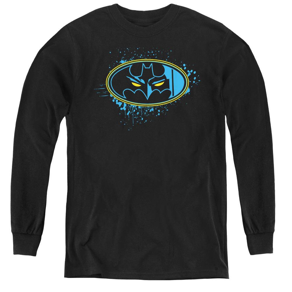 Batman Eyes In The Darkness Long Sleeve Kids Youth T Shirt Black