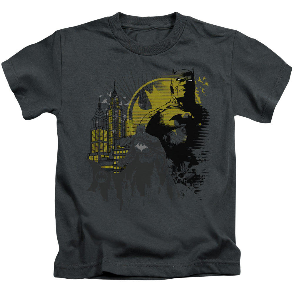 Batman The Dark City Juvenile Kids Youth T Shirt Charcoal