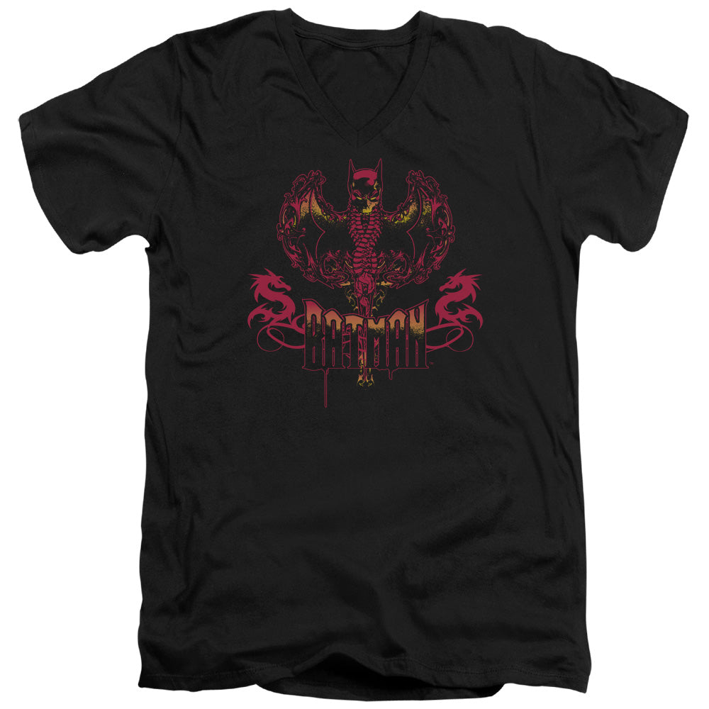 Batman Heart Of Fire Mens Slim Fit V Neck T Shirt Black