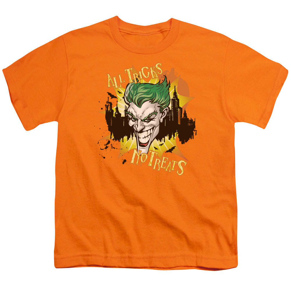 Batman All Tricks No Treats Kids Youth T Shirt Orange