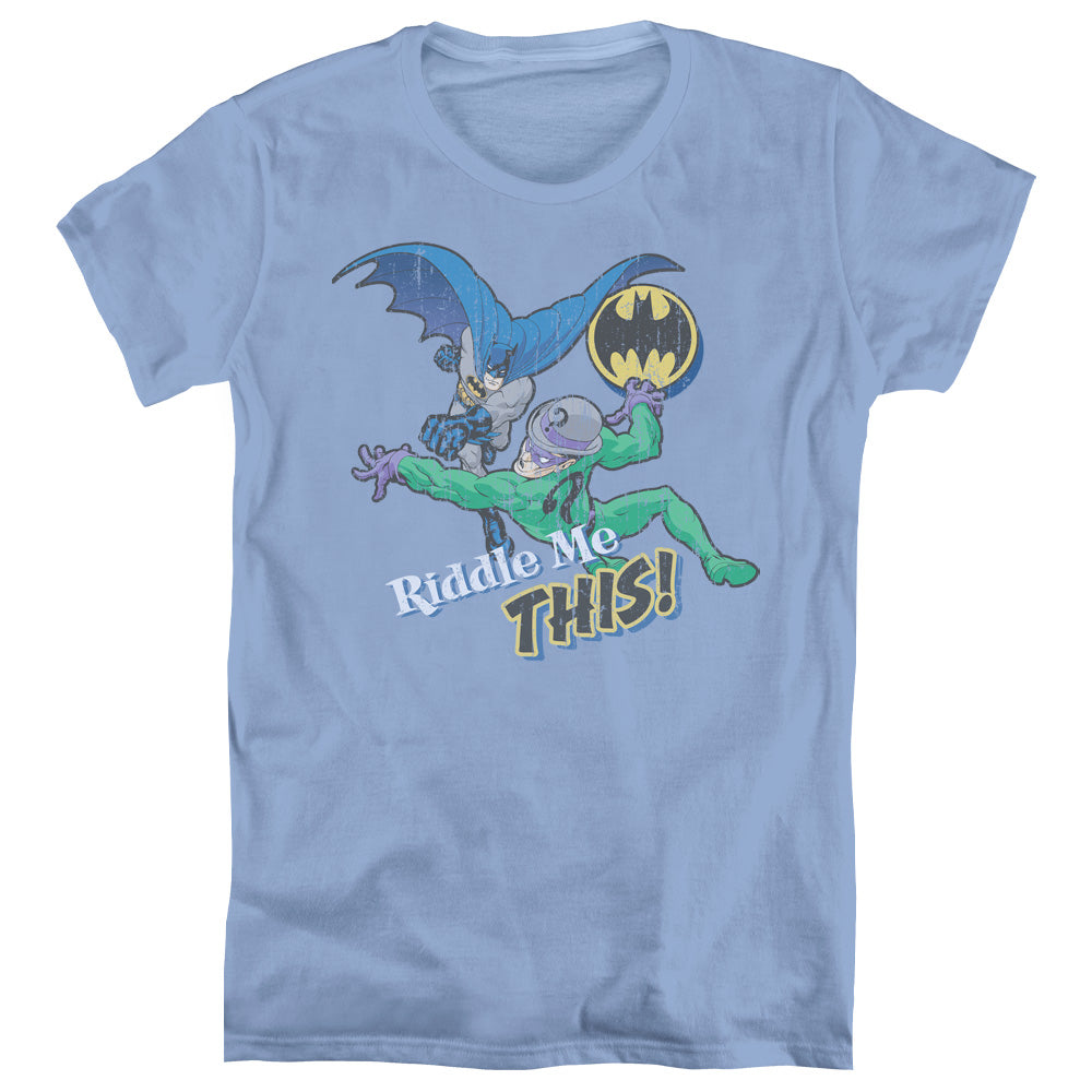 Batman Riddle Me This Womens T Shirt Carolina Blue