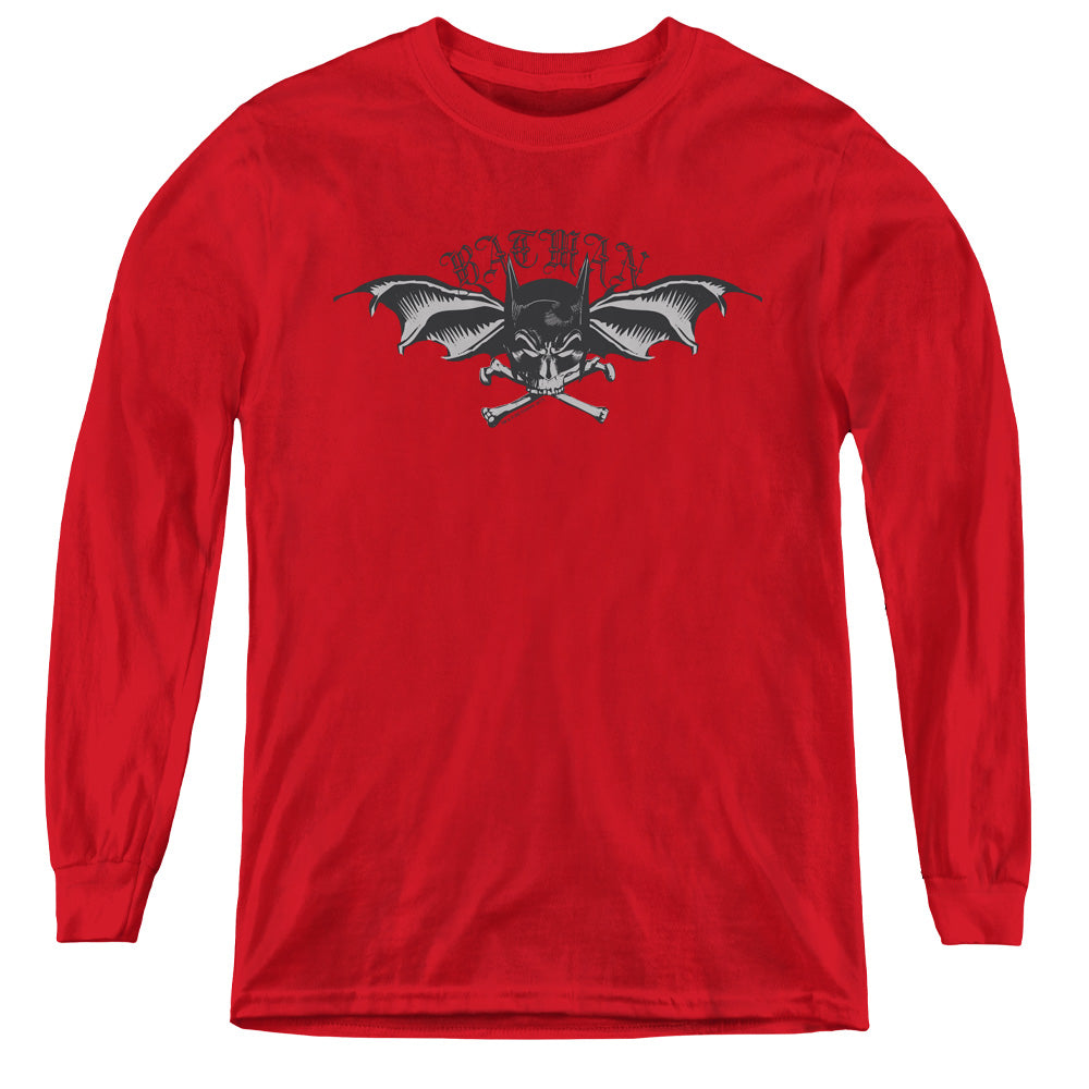 Batman Wings Of Wrath Long Sleeve Kids Youth T Shirt Red