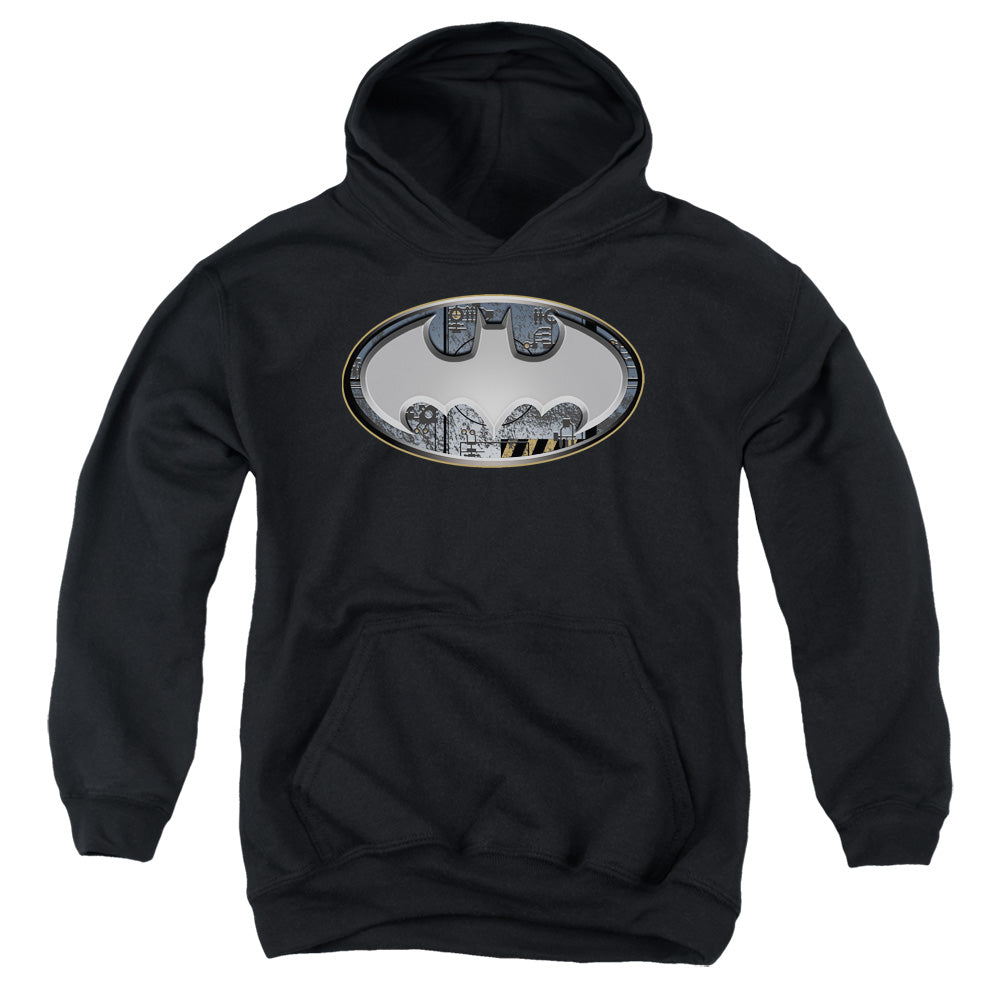 Batman Steel Wall Shield Kids Youth Hoodie Black