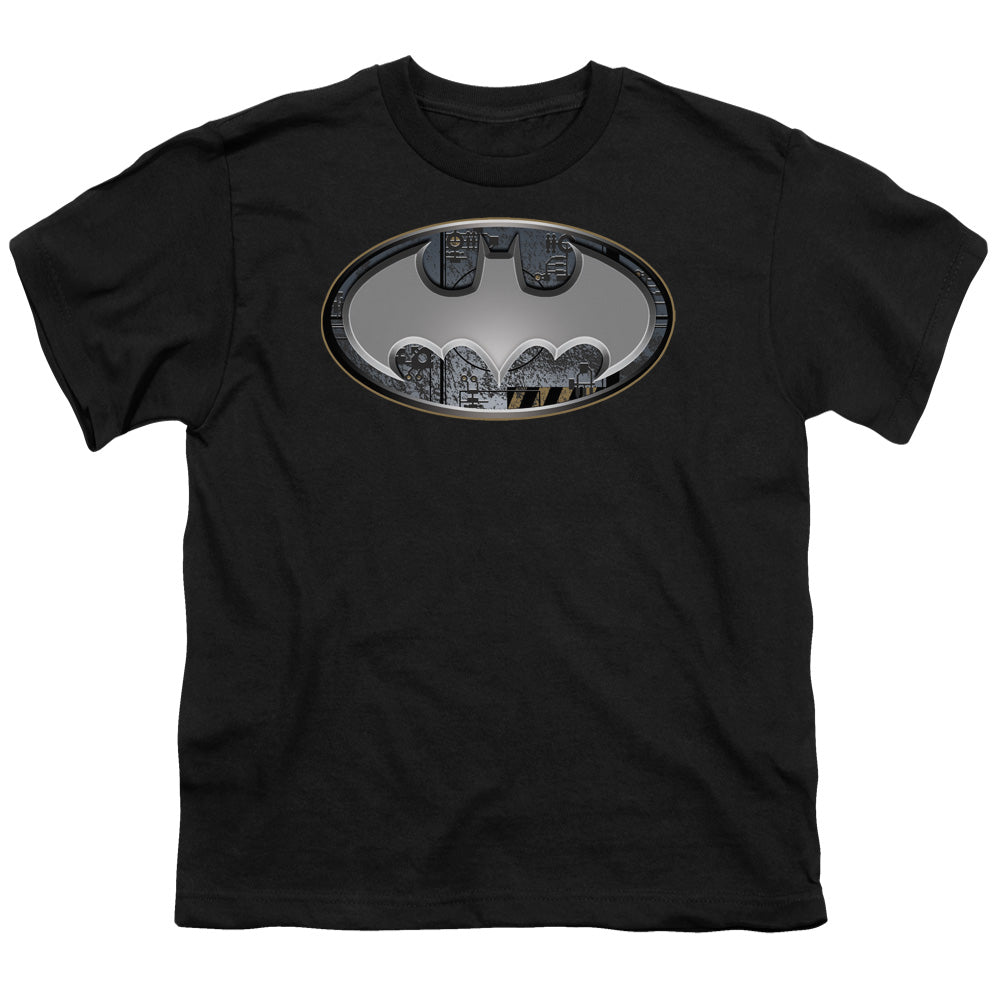Batman Steel Wall Shield Kids Youth T Shirt Black