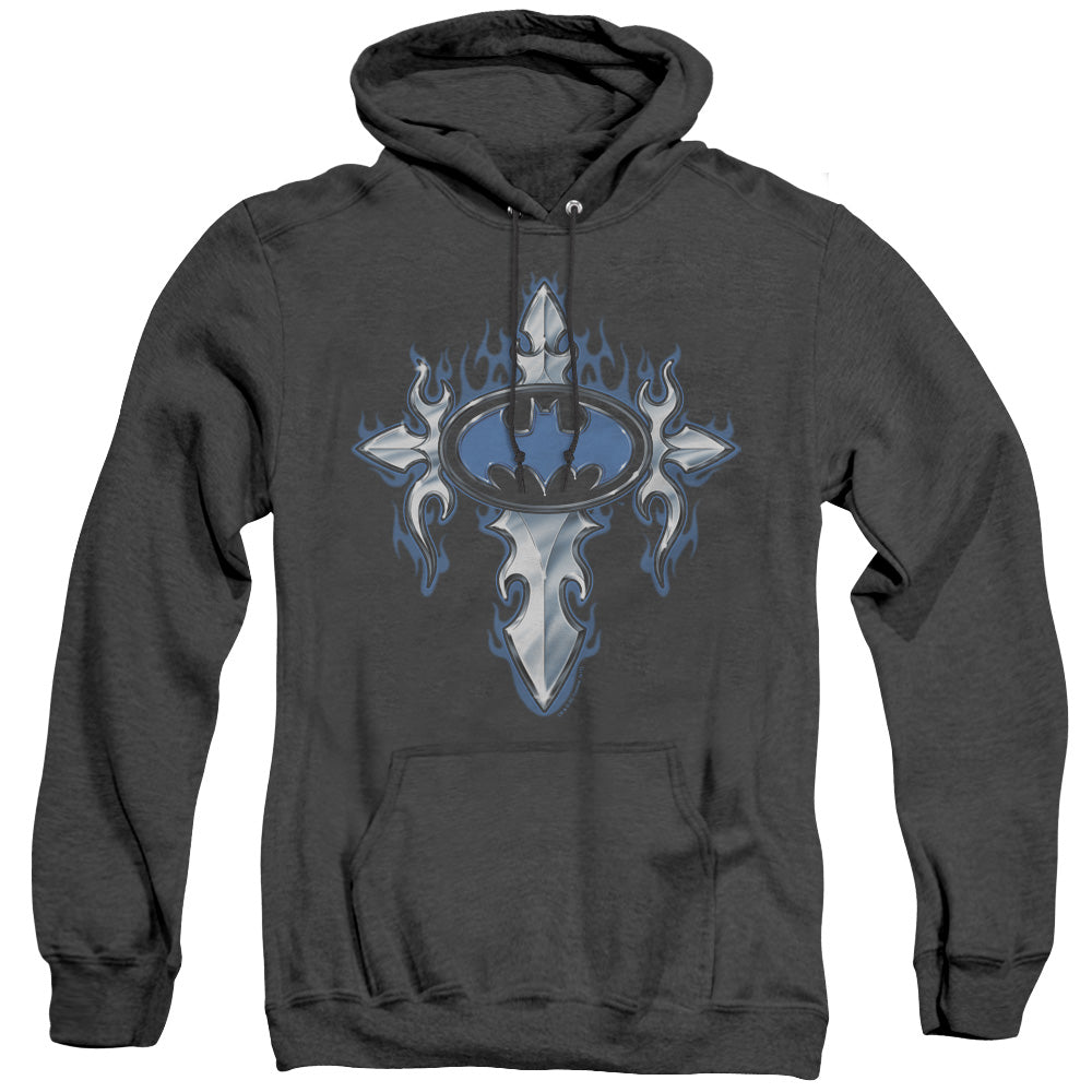 Batman Gothic Steel Logo Heather Mens Hoodie Black