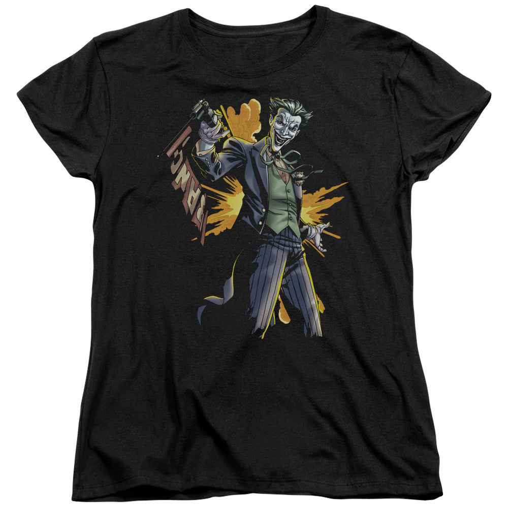 Batman Joker Bang Womens T Shirt Black