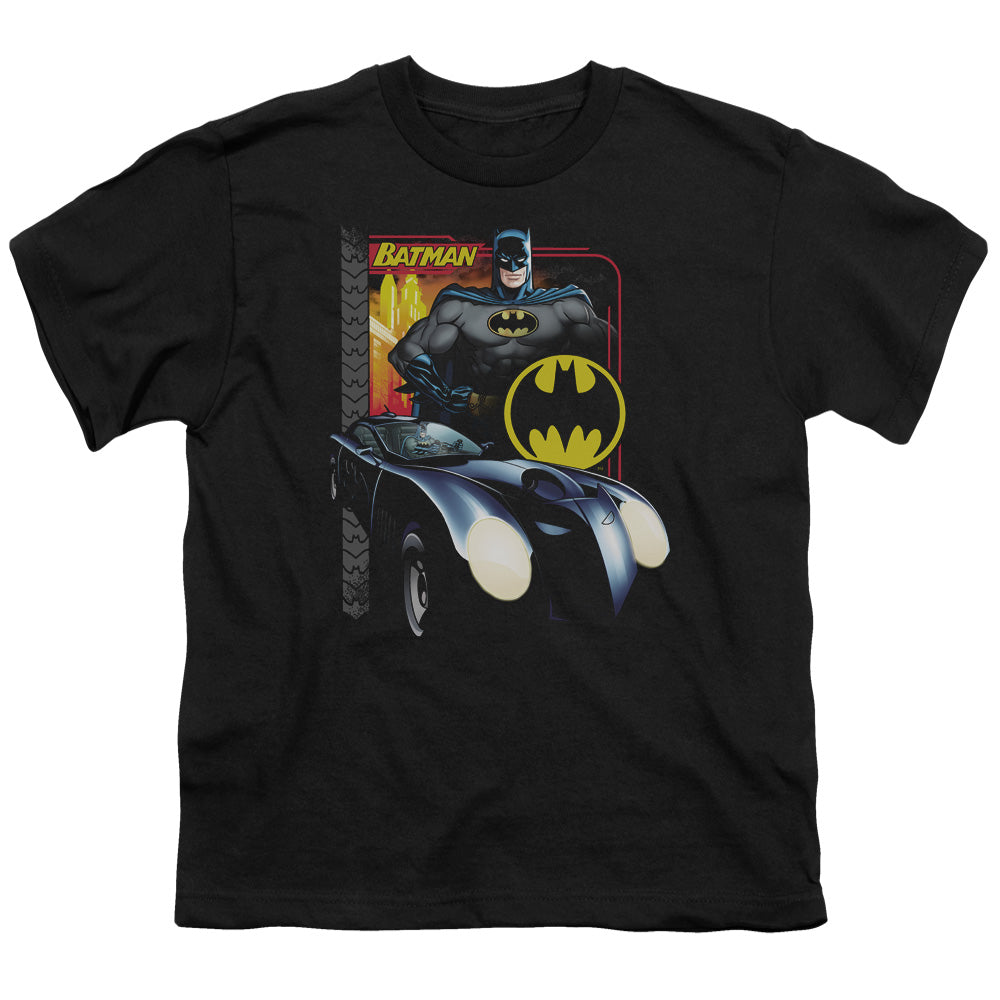Batman Bat Racing Kids Youth T Shirt Black