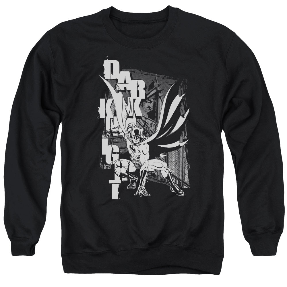 Batman Vertical Leters Mens Crewneck Sweatshirt Black