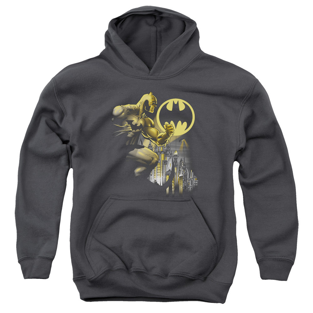 Batman Bat Signal Kids Youth Hoodie Charcoal