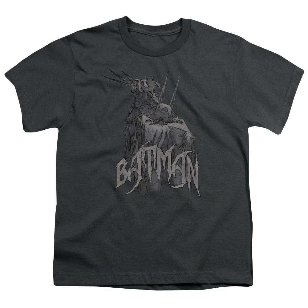 Batman Scary Right Hand Kids Youth T Shirt Charcoal