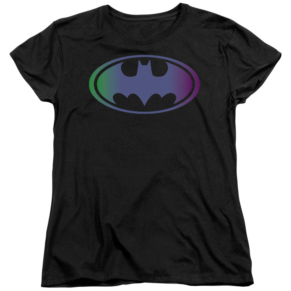 Batman Gradient Bat Logo Womens T Shirt Black