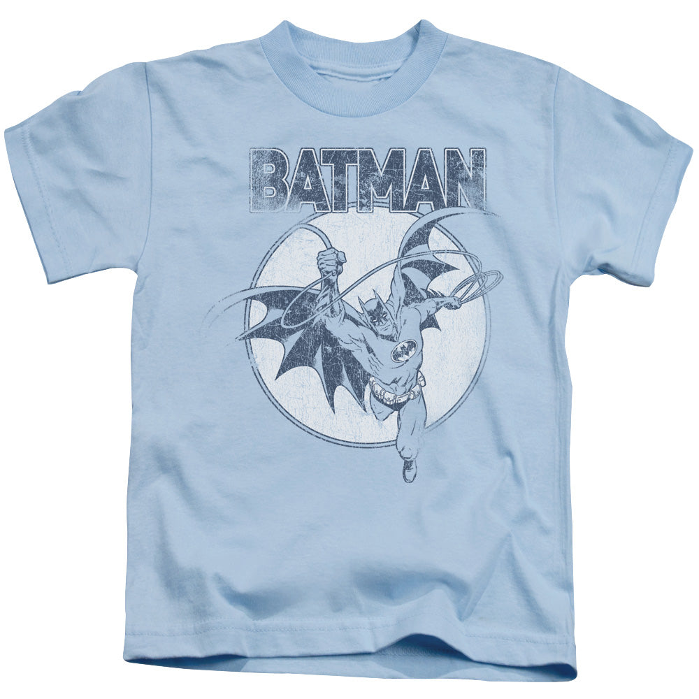 Batman Swinging Bat Juvenile Kids Youth T Shirt Light Blue