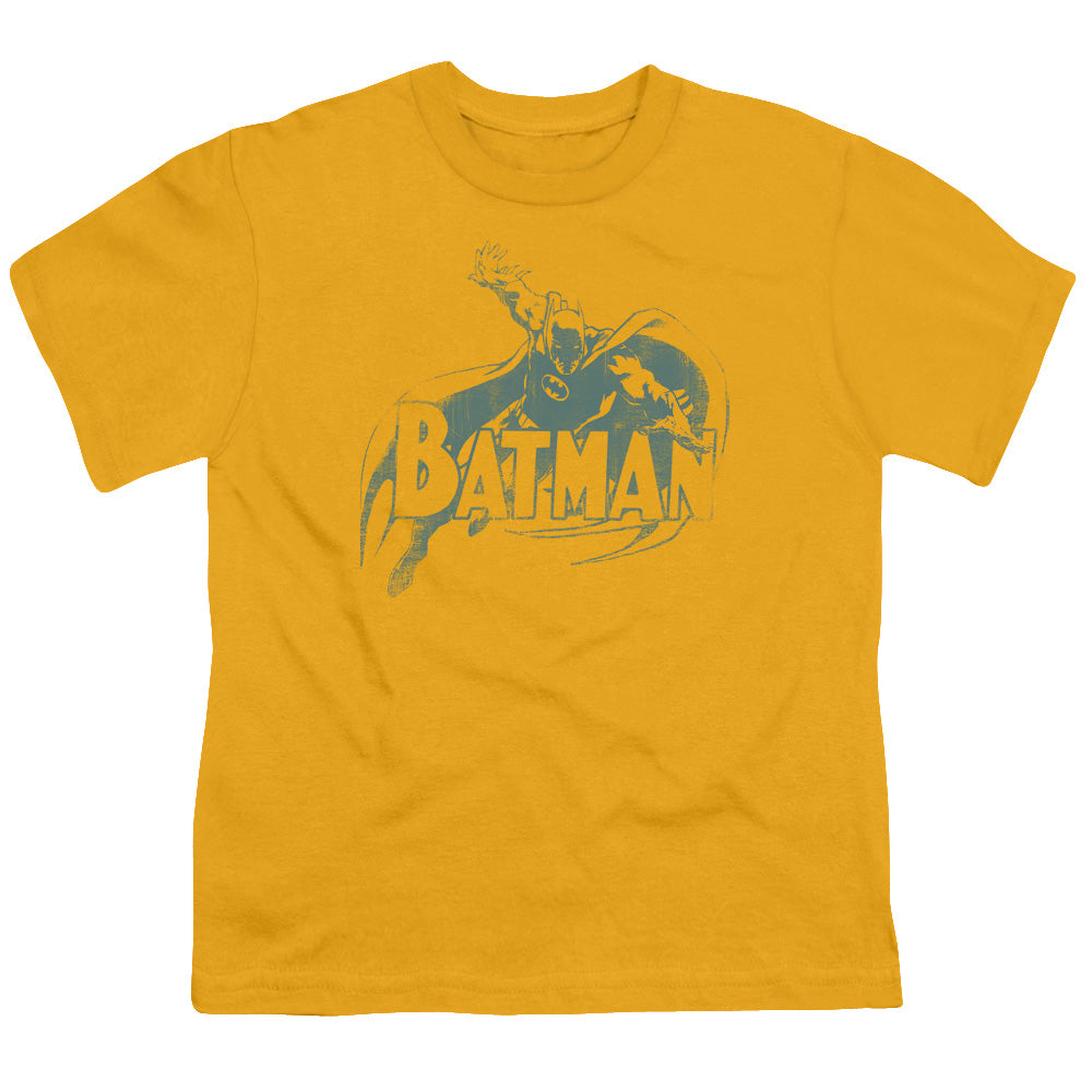 Batman Heres Batman Kids Youth T Shirt Gold