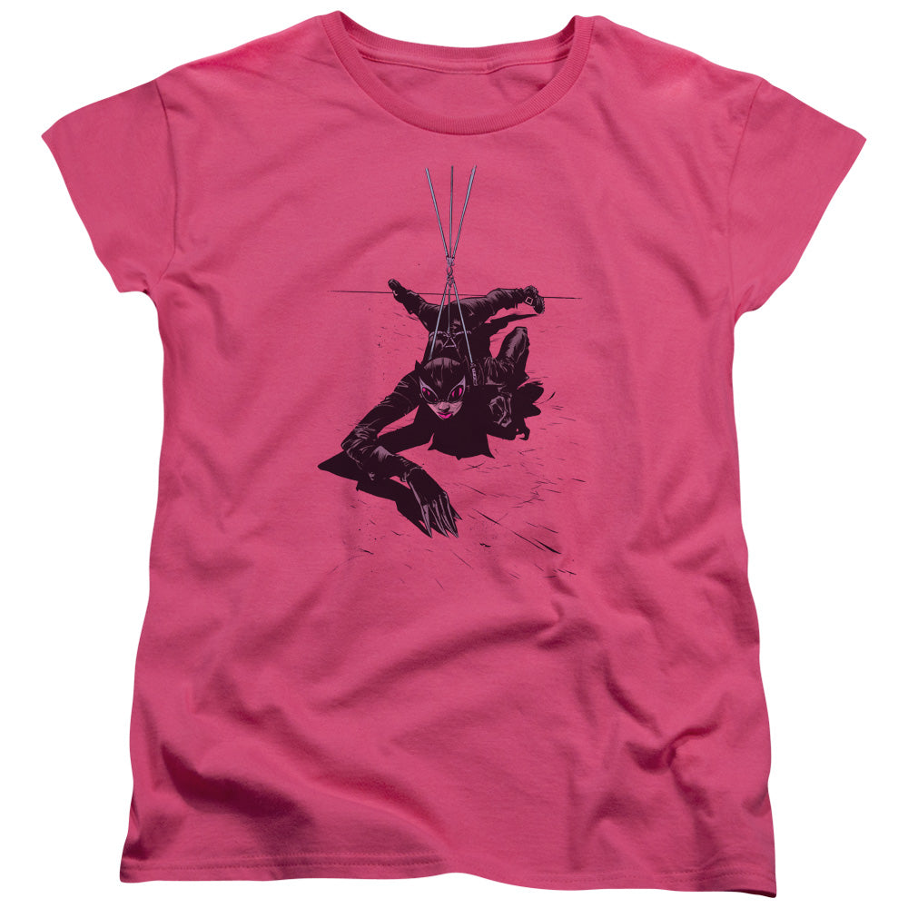 Batman Catwoman Rope Womens T Shirt Hot Pink