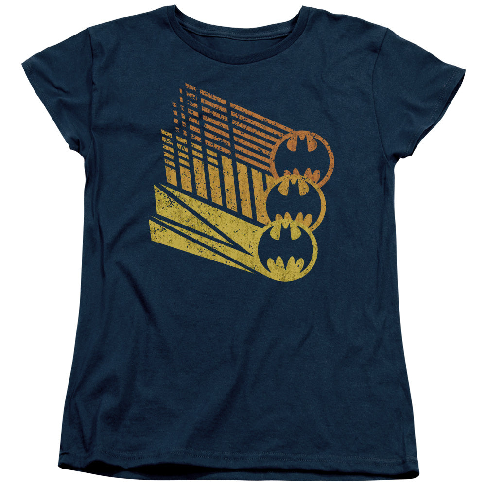 Batman Bat Signal Shapes Womens T Shirt Navy Blue