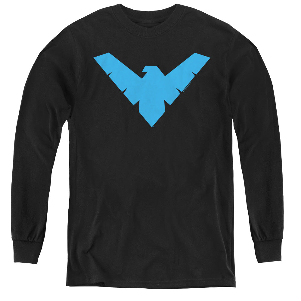 Batman Nightwing Symbol Long Sleeve Kids Youth T Shirt Black