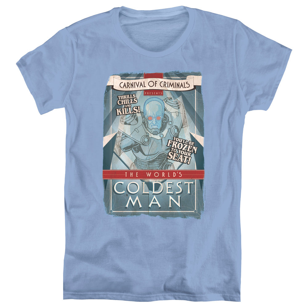 Batman Coldest Man Womens T Shirt Carolina Blue