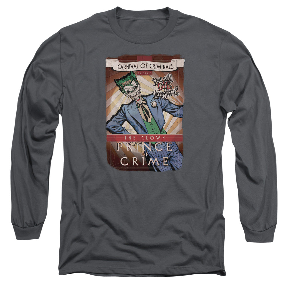 Batman Clown Prince Mens Long Sleeve Shirt Charcoal