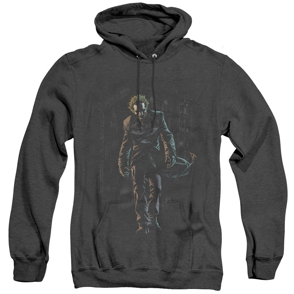Batman Joker Leaves Arkham Heather Mens Hoodie Black
