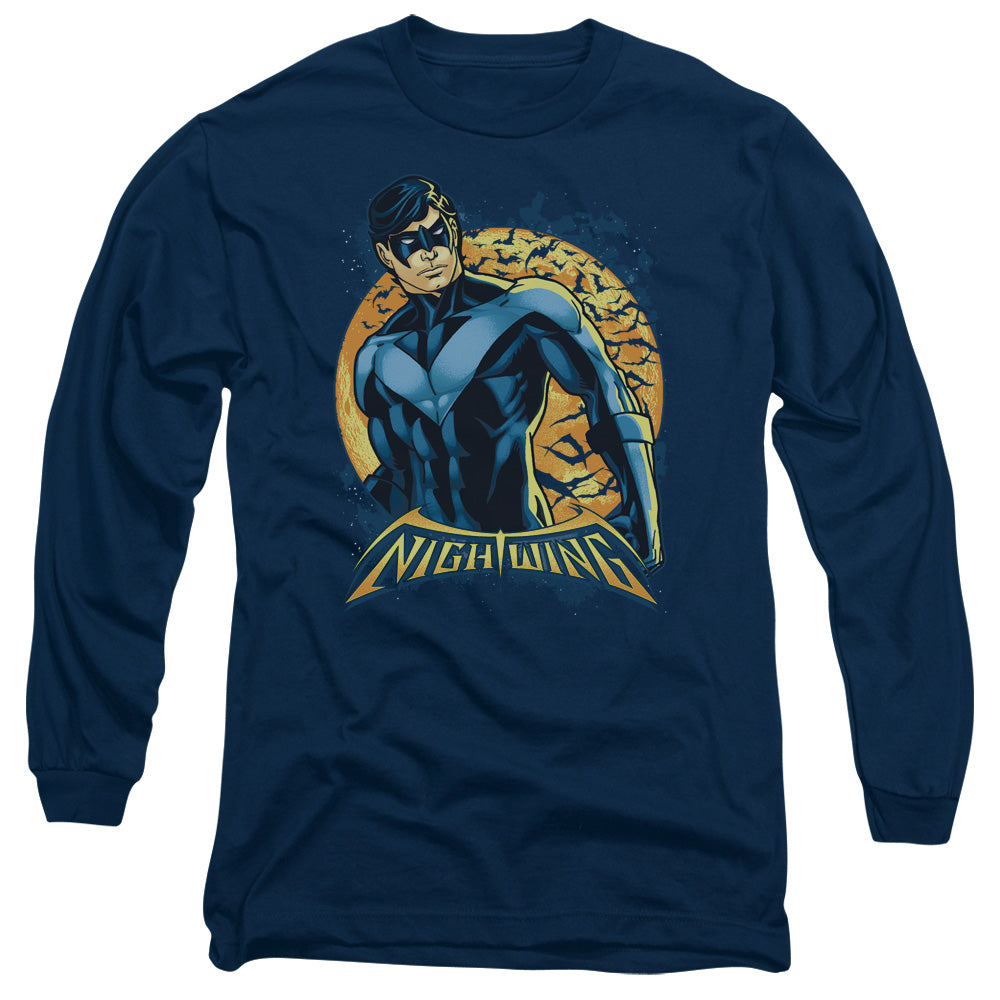 Batman Nightwing Moon Mens Long Sleeve Shirt Navy Blue