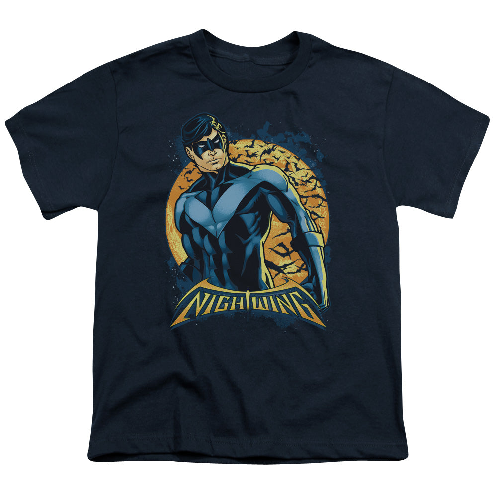 Batman Nightwing Moon Kids Youth T Shirt Navy Blue