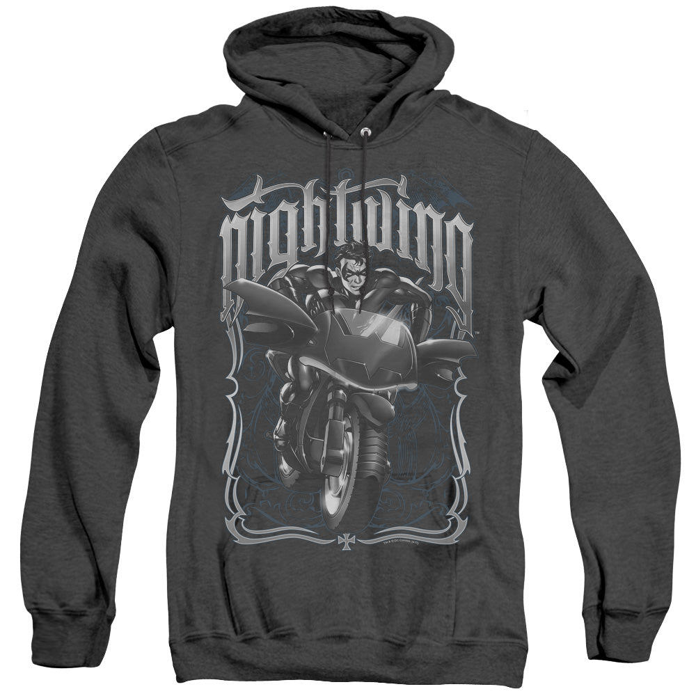 Batman Nightwing Biker Heather Mens Hoodie Black