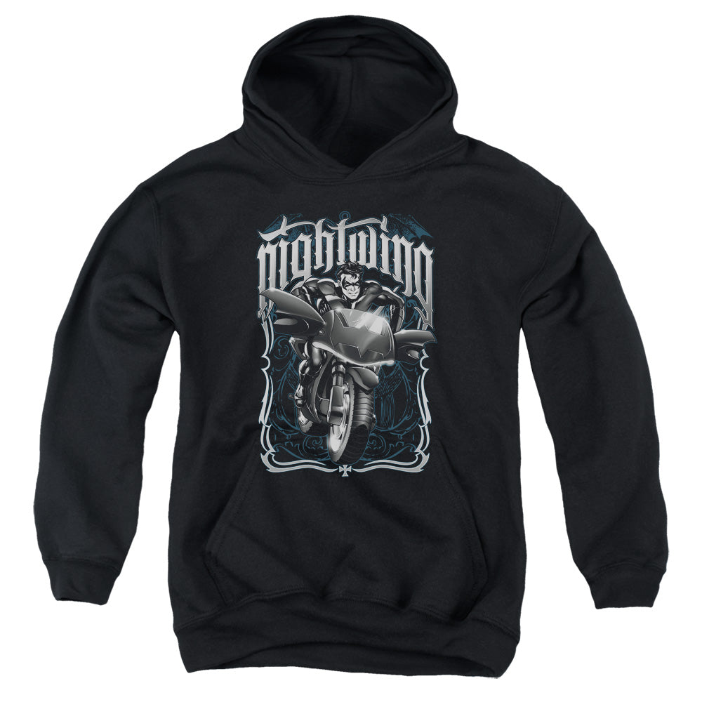 Batman Nightwing Biker Kids Youth Hoodie Black