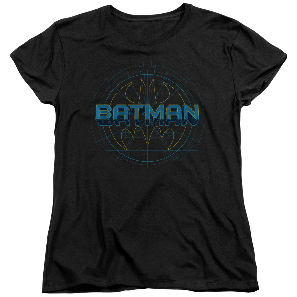 Batman Bat Tech Logo Womens T Shirt Black