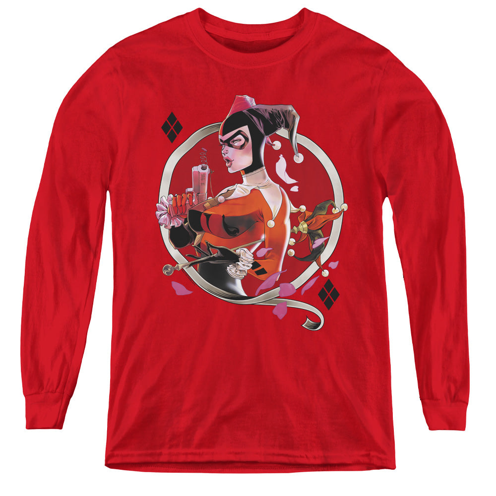 Batman Harley Q Long Sleeve Kids Youth T Shirt Red