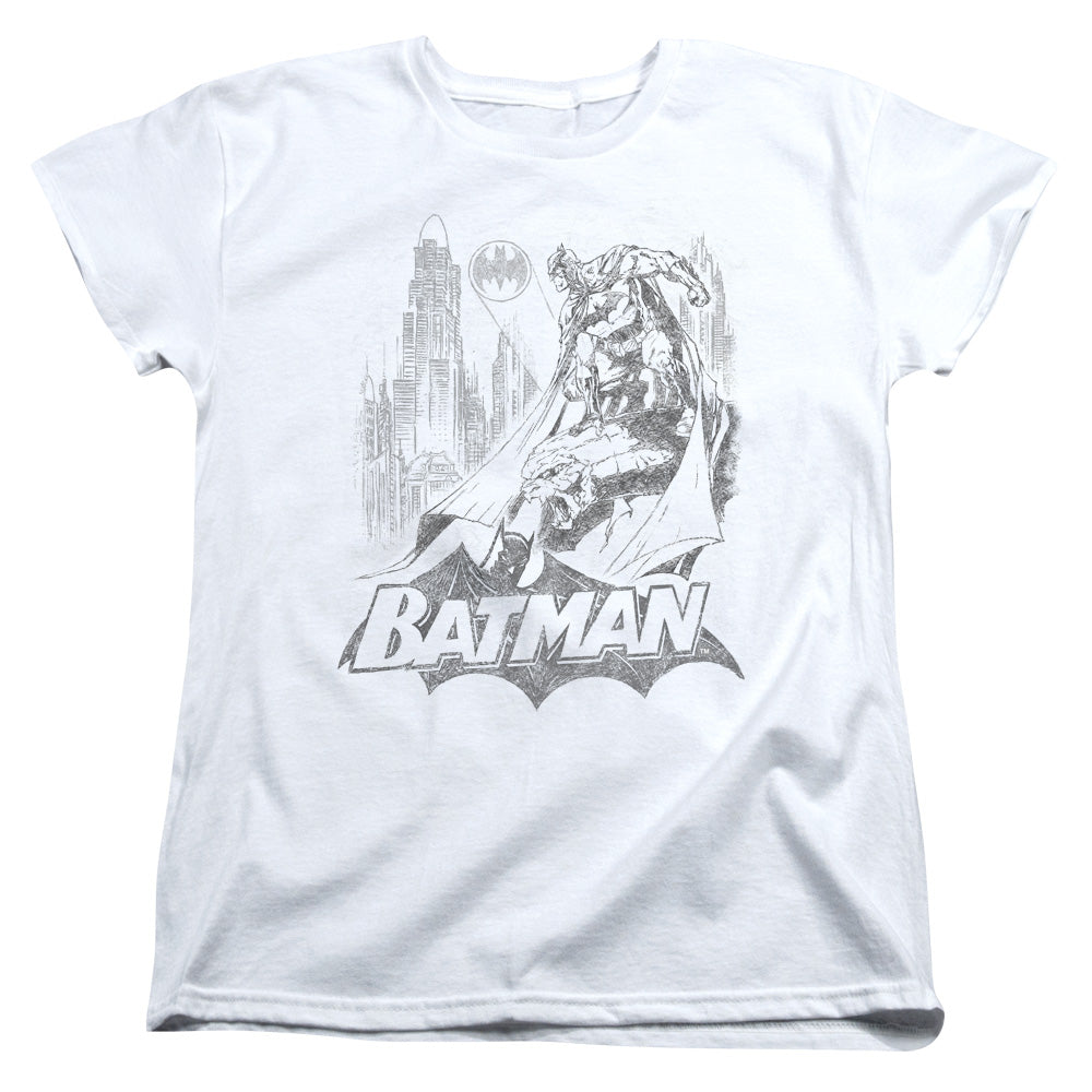 Batman Bat Sketch Womens T Shirt White