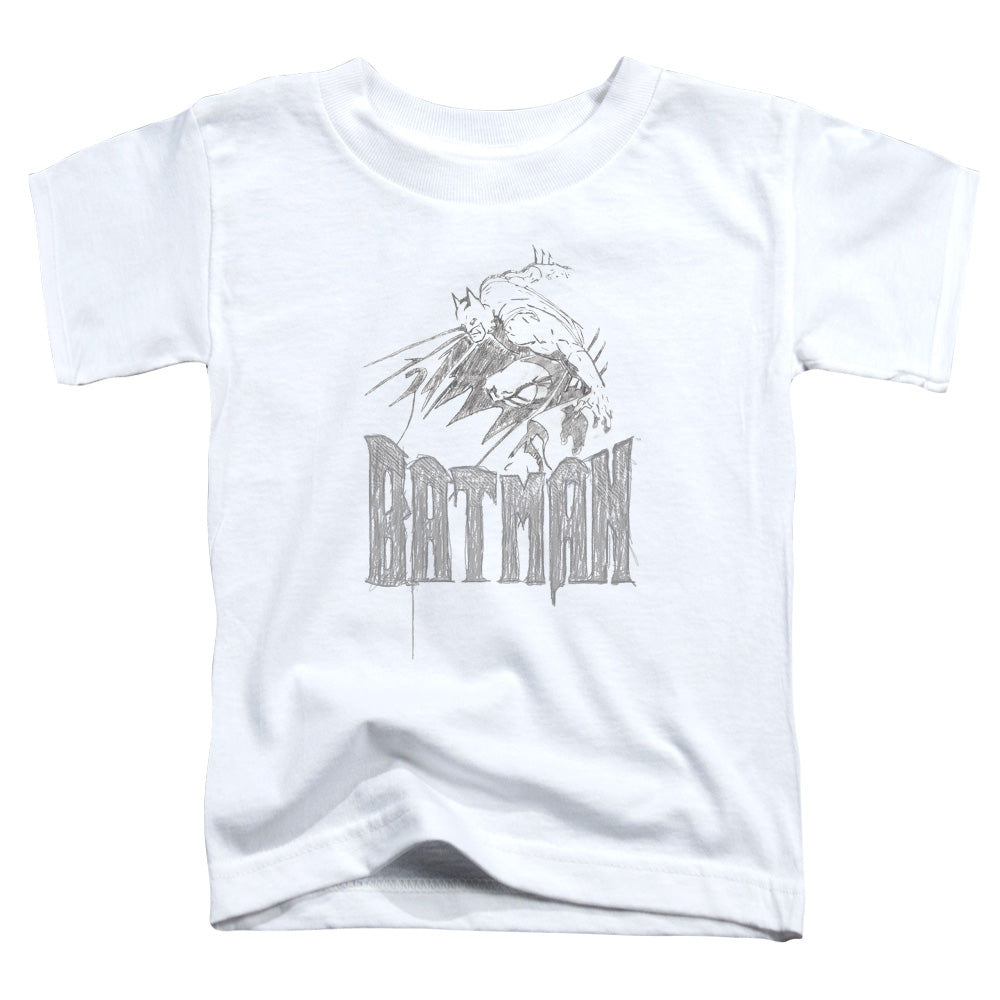 Batman Knight Sketch Toddler Kids Youth T Shirt White
