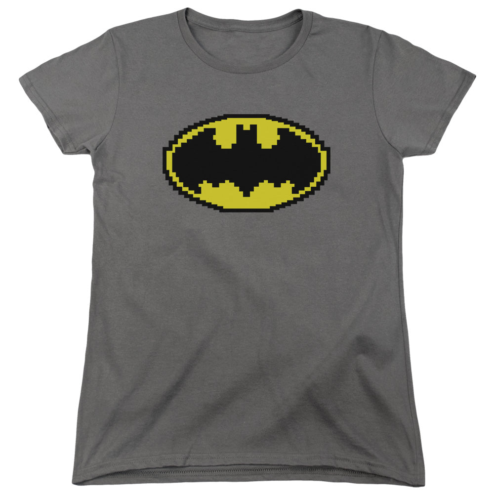 Batman Pixel Symbol Womens T Shirt Charcoal