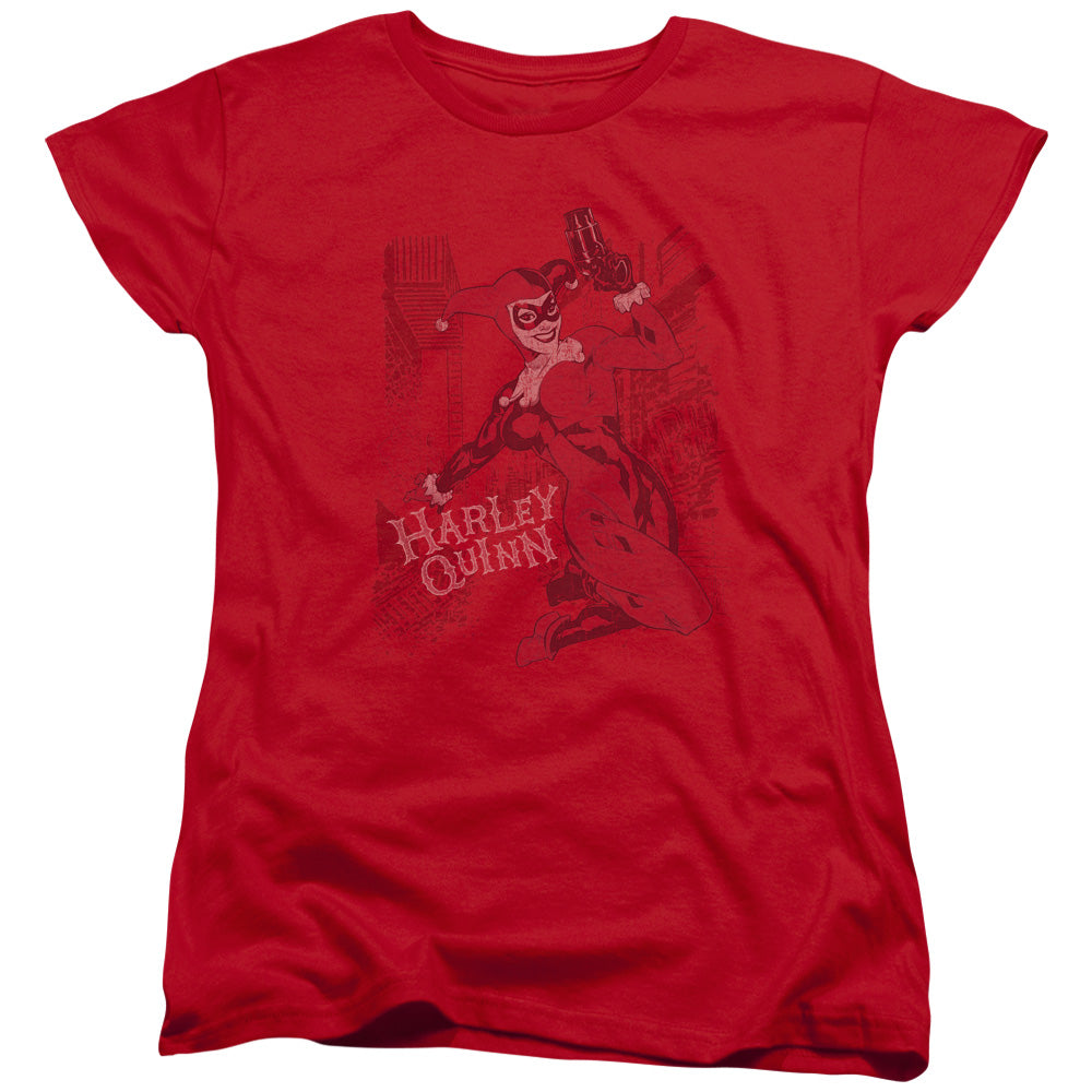 Batman Harleys Packing Womens T Shirt Red