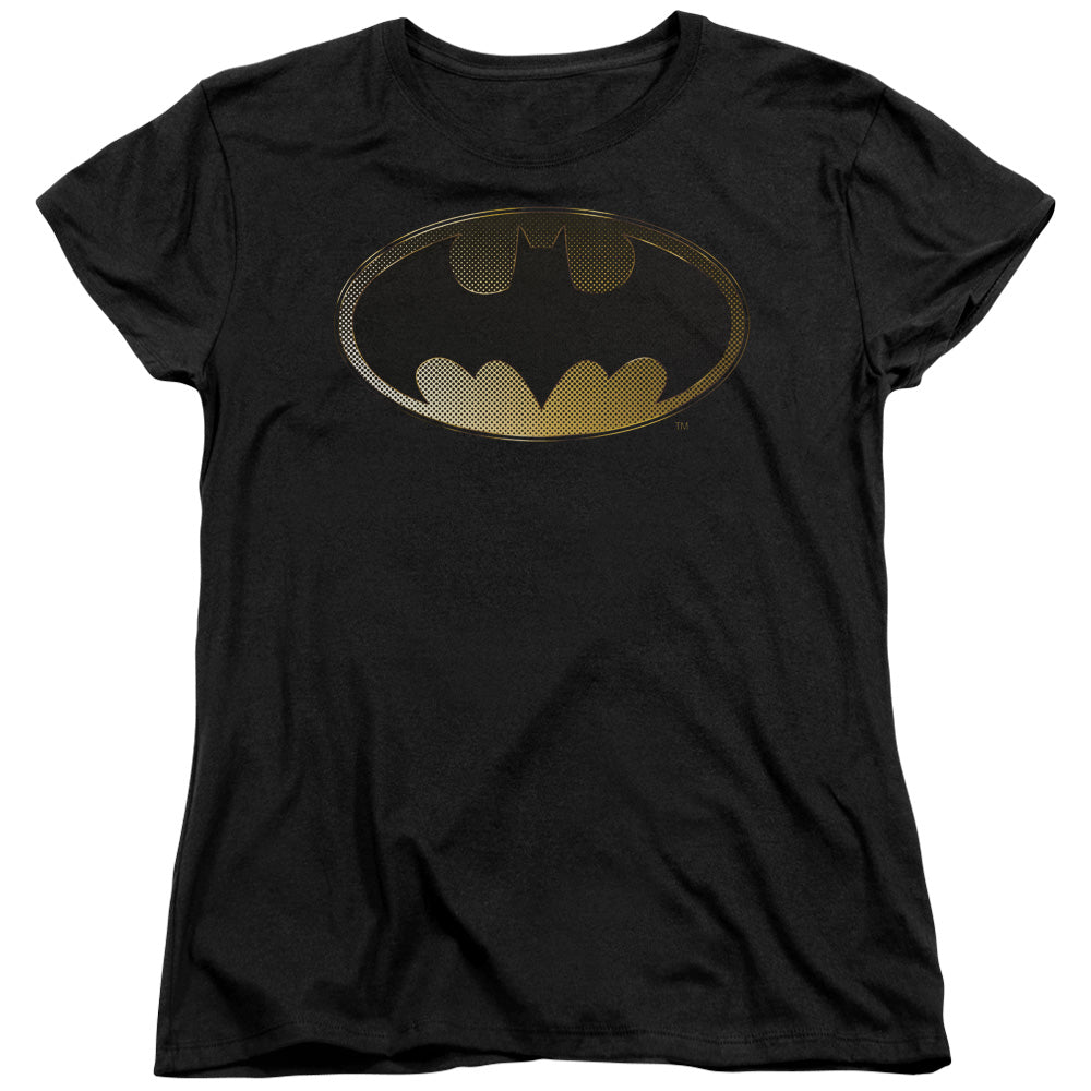 Batman Halftone Bat Womens T Shirt Black