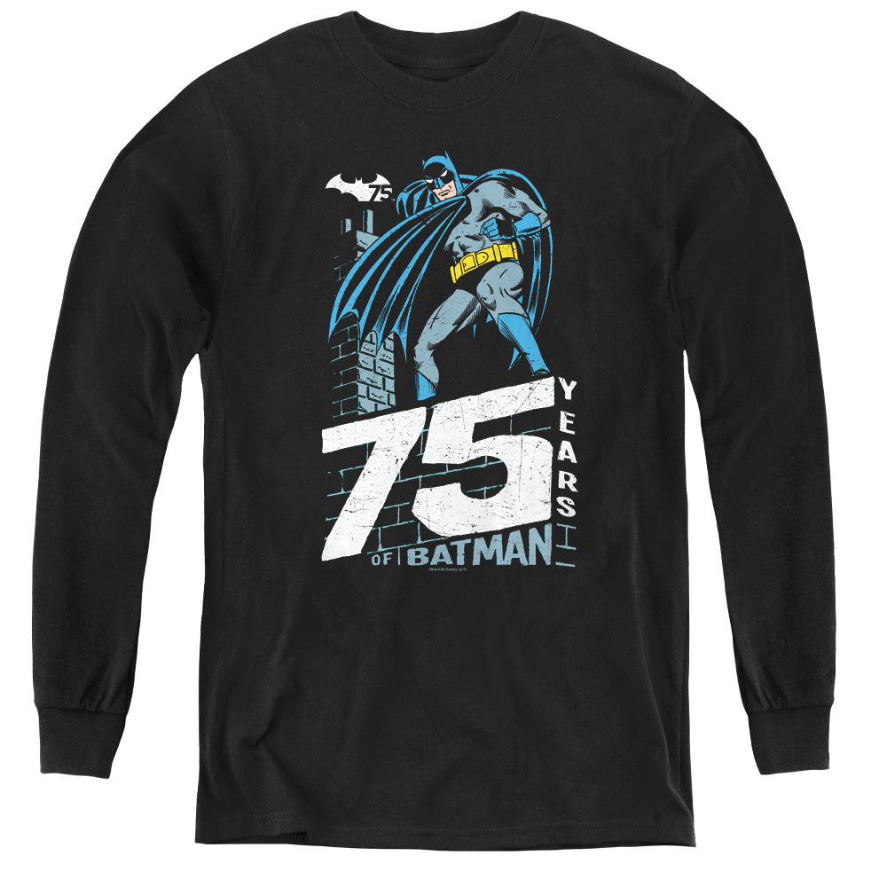 Batman Rooftop Long Sleeve Kids Youth T Shirt Black