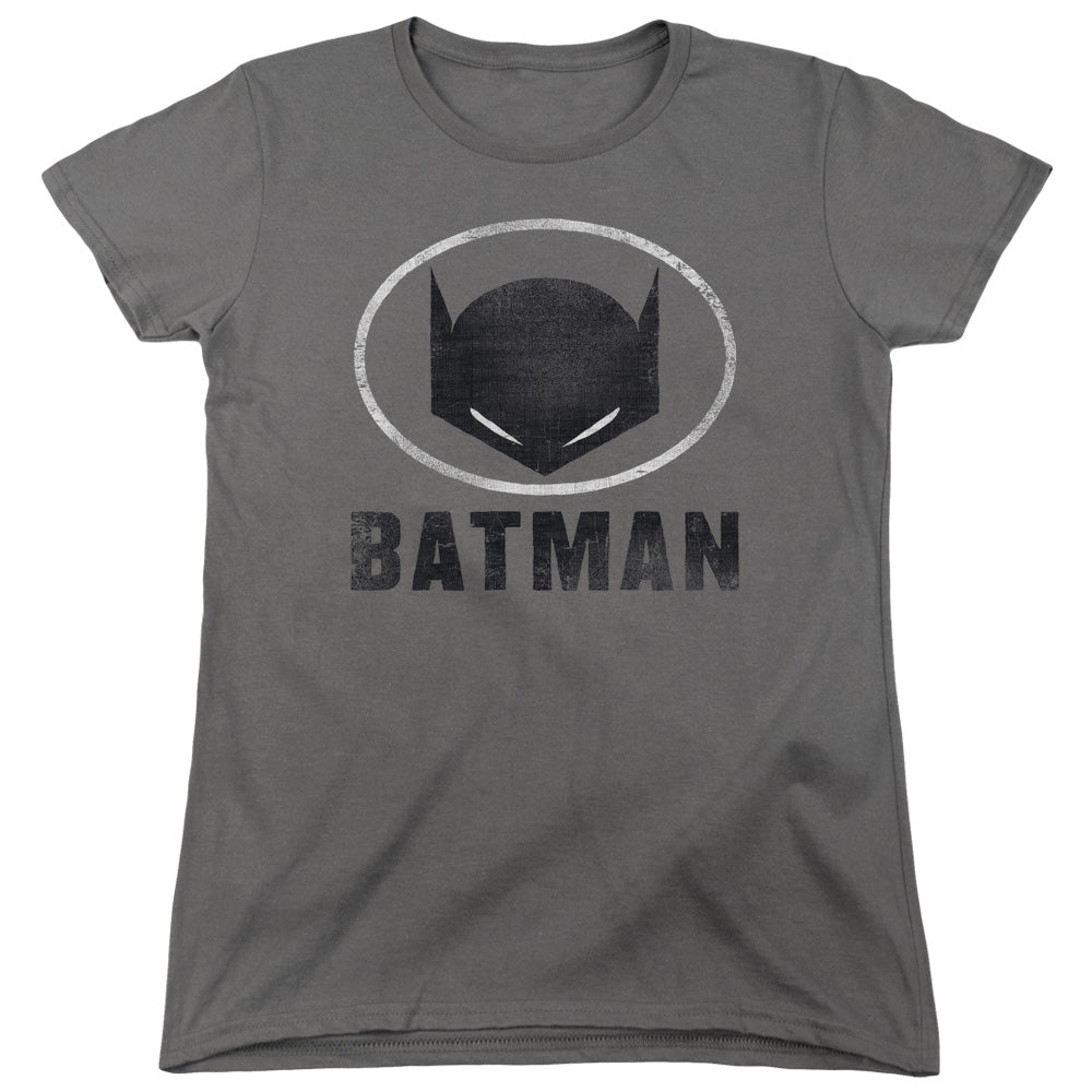 Batman Mask In Oval Womens T Shirt Charcoal