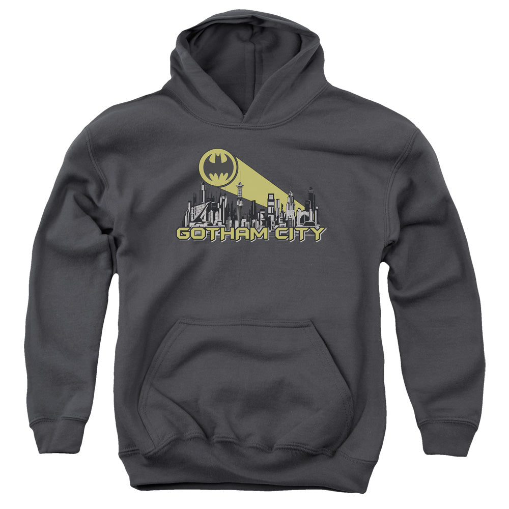 Batman Gotham Skyline Kids Youth Hoodie Charcoal