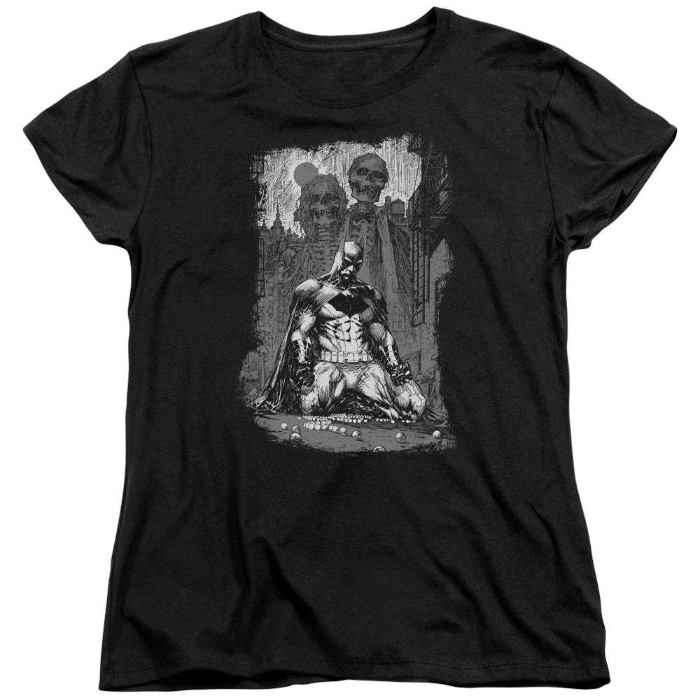 Batman Sketchy Shadows Womens T Shirt Black
