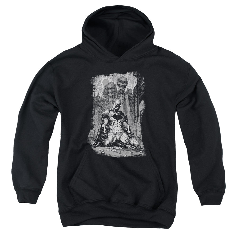 Batman Sketchy Shadows Kids Youth Hoodie Black