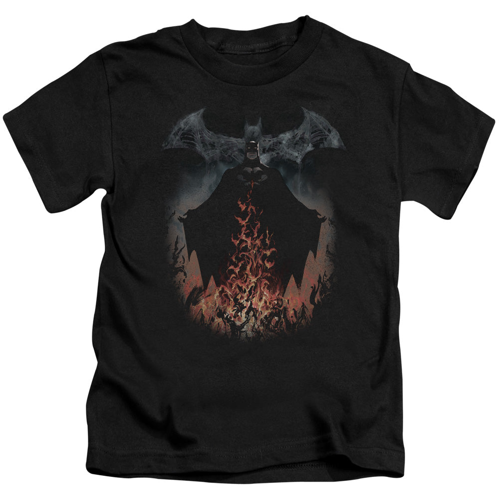 Batman Smoke & Fire Juvenile Kids Youth T Shirt Black