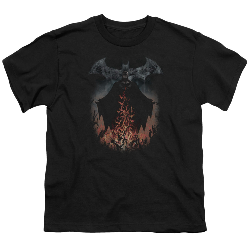 Batman Smoke & Fire Kids Youth T Shirt Black