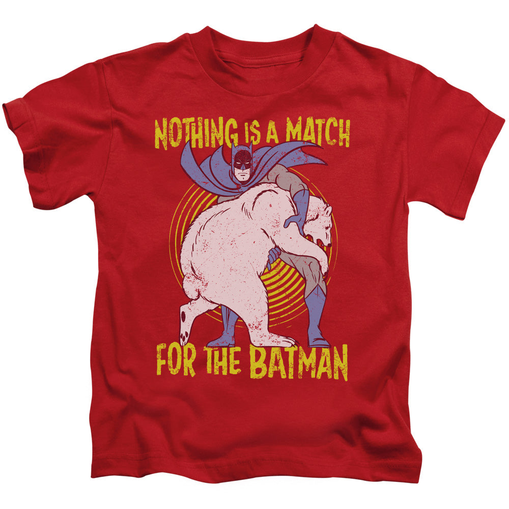 Batman Bear Wrastling Juvenile Kids Youth T Shirt Red