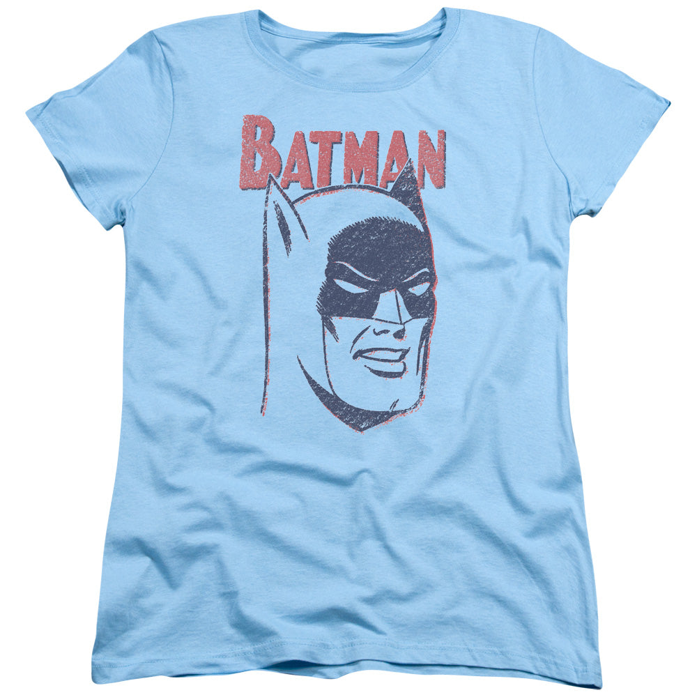 Batman Crayon Man Womens T Shirt Light Blue