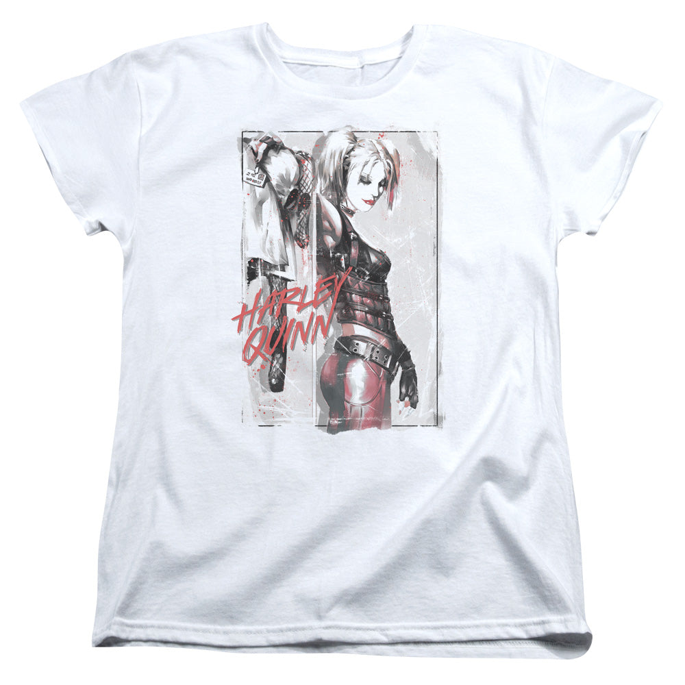 Batman Ink Wash Harley Womens T Shirt White
