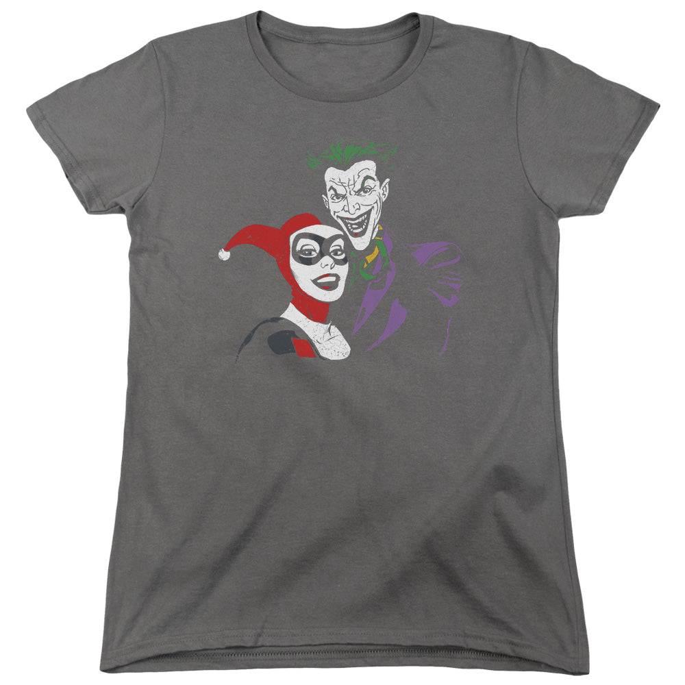 Batman Joker & Harley Womens T Shirt Charcoal
