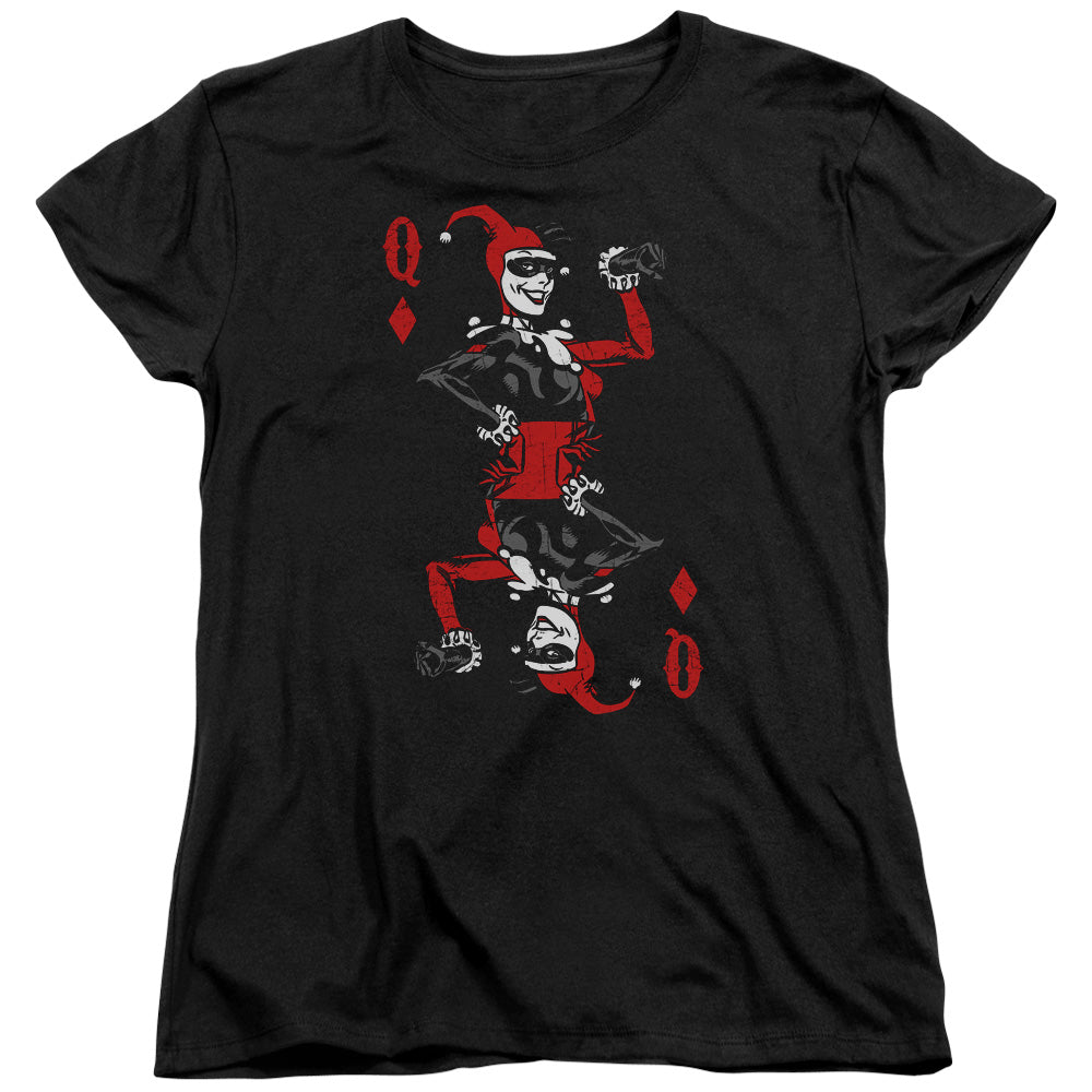 Batman Quinn Of Diamonds Womens T Shirt Black